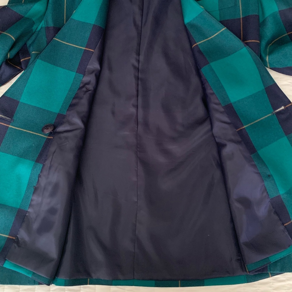 Vintage Le Suit Set Blazer Jacket Skirt 2 PC 80s Green Navy Plaid Women’s Size 6 - Picture 5 of 16